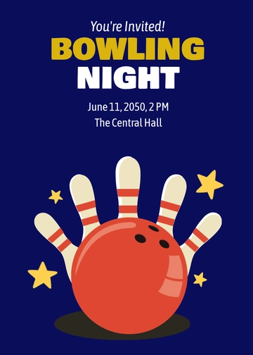 Free Simple Bowling Night Invitation Template to Edit Online