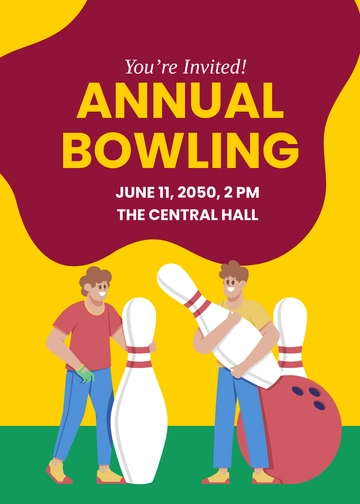 Free Bowling-Themed Gathering Invitation Template to Edit Online