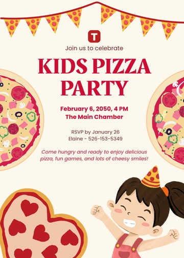Free Blank Kids Pizza Party Invitation Template to Edit Online