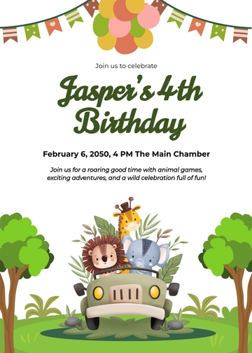 Free Creative Animal Kids Party Invitation Template to Edit Online