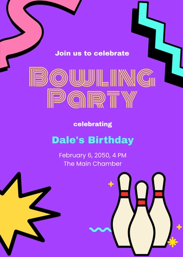 Free Colorful Bowling Event Invitation Template to Edit Online