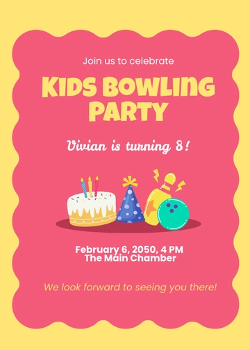 Free Kids Bowling Invitation Template to Edit Online