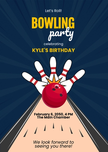 Free Let???s Roll Bowling Invitation Template to Edit Online