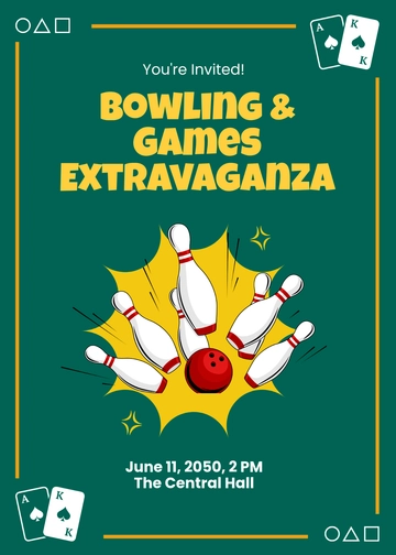 Free Bowling and Games Invitation Template to Edit Online