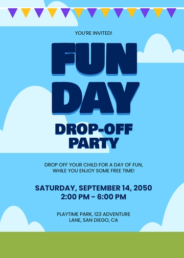 Free Blank DIY Kids Drop-Off Invitation Template to Edit Online