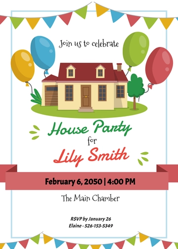 Free Personalized Kids House Party Invitation Template to Edit Online