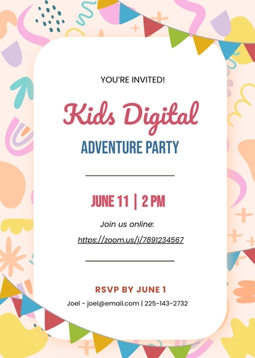 Free Digital Kids Party Invitation Template to Edit Online