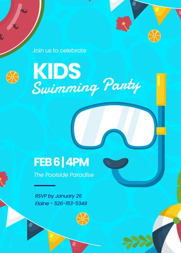 Free Kids Swimming Party Invitation Template to Edit Online