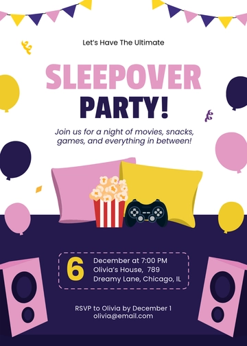 Free Ultimate Sleepover Invitation with RSVP Template to Edit Online