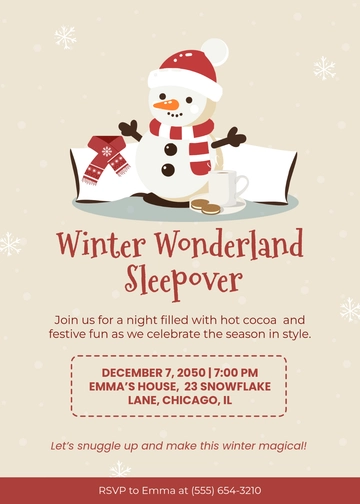 Free Cozy Winter Sleepover Invitation Template to Edit Online