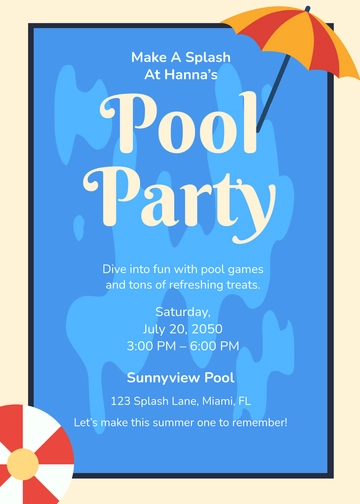 Free Kids Pool Splash Invitation Template to Edit Online
