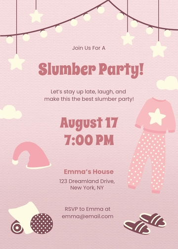 Free Slumber Party Sleepover Invitation Template to Edit Online