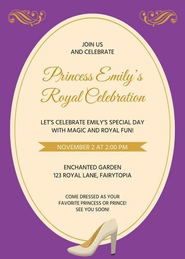 Free Kids Princess Themed Invitation Template to Edit Online