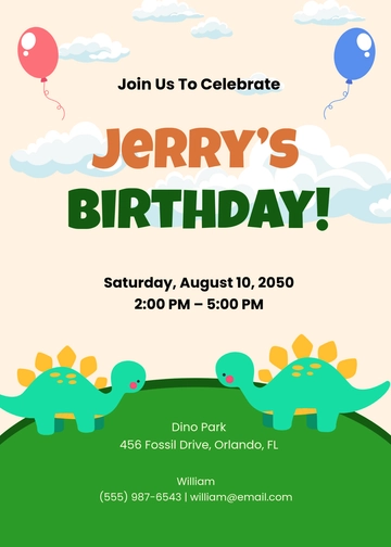 Free Dinosaur Themed Kids Invitation Template to Edit Online