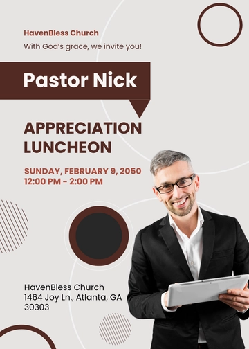 Free Pastor Appreciation Luncheon Invitation Template to Edit Online