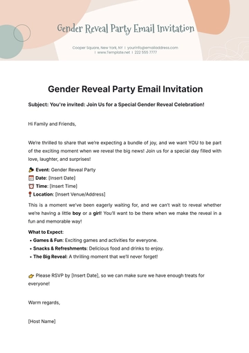 Free Gender Reveal Party Email Invitation Template to Edit Online