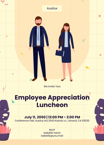 Free Professional Employee Appreciation Invitation Template to Edit Online