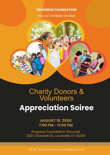 Free Colorful Charity Event Appreciation Invitation Template to Edit Online