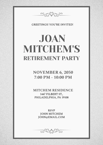 Free Silver Sparkly Retirement Party Invitation Template to Edit Online