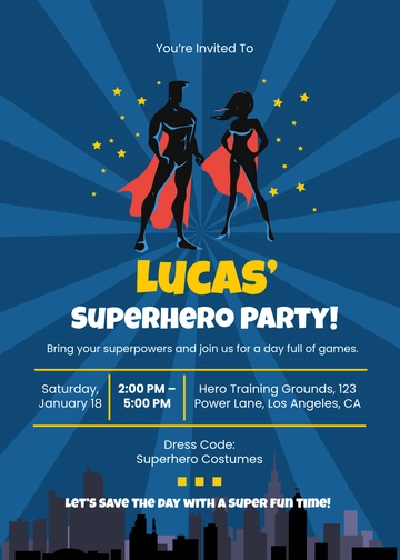 Free Modern Superhero Kids Invitation Template to Edit Online