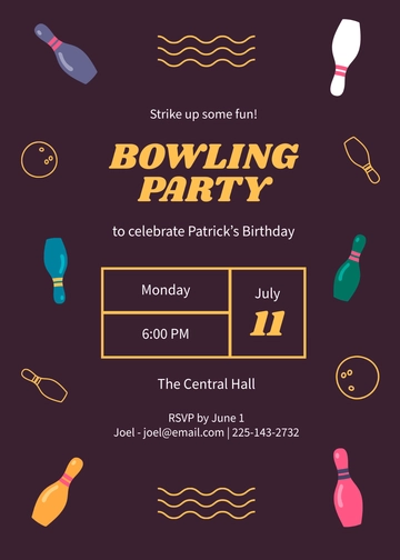 Free Strike Up Bowling Invitation Template to Edit Online