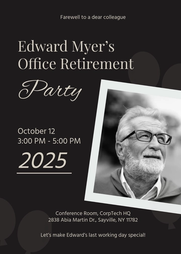 Free Simple Office Retirement Party Invitation Template to Edit Online