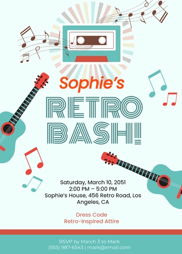 Free Editable Retro Kids Invitation Template to Edit Online