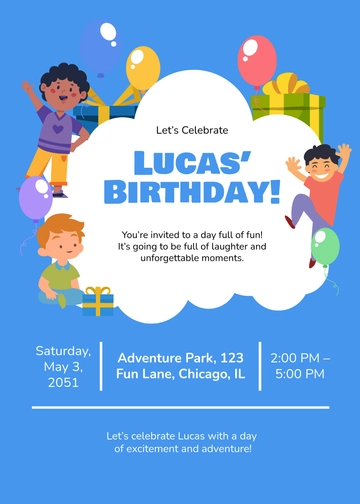 Free Aesthetic Cartoon Kids Invitation Template to Edit Online