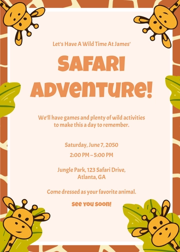 Free Creative Animal-Themed Kids Invitation Template to Edit Online