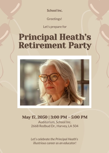 Free Principal Retirement Party Invitation Template to Edit Online