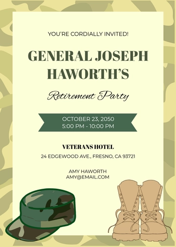 Free Customizable Military Retirement Party Invitation Template to Edit Online