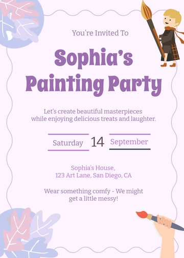 Free Watercolor Kids Invitation Design Template to Edit Online
