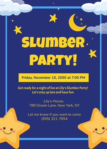 Free Simple Kids Slumber Party Invitation Template to Edit Online
