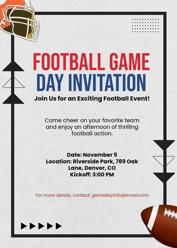 Free Simple Football Event Invitation Template to Edit Online