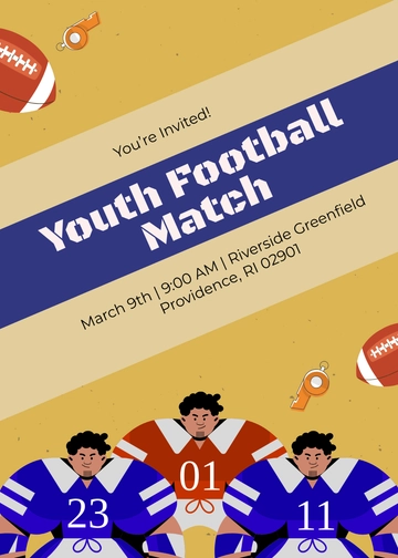 Free Youth Football Invitation Template to Edit Online