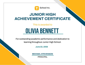 Free Simple Junior High Achievement Certificate Template to Edit Online