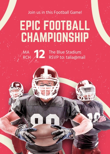 Free Football Championship Invitation Template to Edit Online