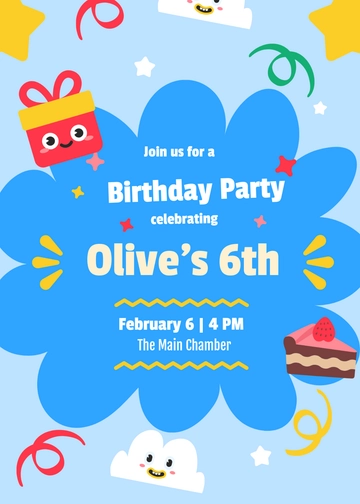 Free Blue Kids Party Invitation Template to Edit Online