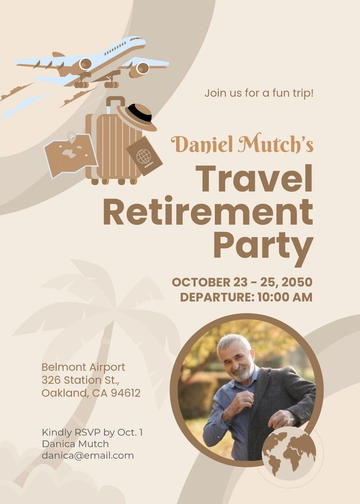 Free Travel Retirement Party Invitation Template to Edit Online