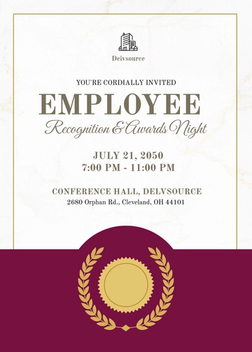 Free Employee Recognition and Awards Night Invitation Template to Edit Online
