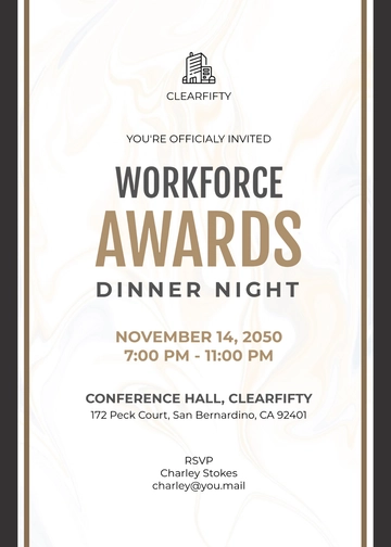 Free Simple Awards Dinner Night Invitation Template to Edit Online
