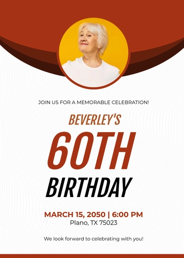 Free Digital 60th Birthday Invitation Template to Edit Online
