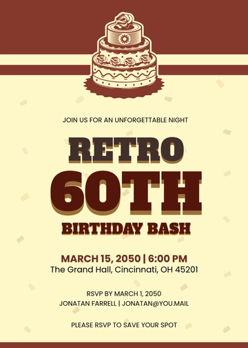 Free Creative 60th Birthday RSVP Invitation Template to Edit Online