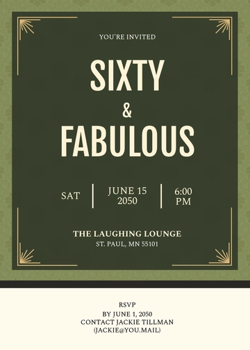 Free Classic Funny 60th Birthday Invitation Template to Edit Online