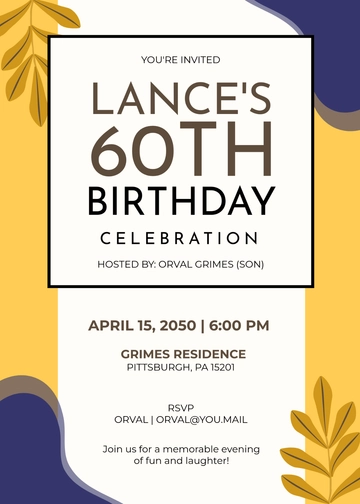 Free Happy 60th Birthday Invitation Template to Edit Online