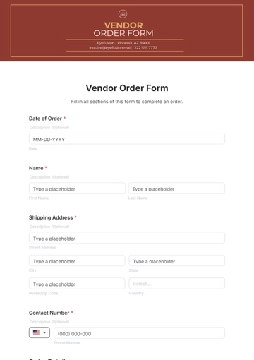Free Vendor Order Form Template to Edit Online