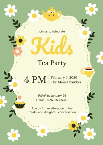 Free Tea Party Invitation for Kids Template to Edit Online
