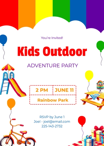 Free Colorful Outdoor Kids Party Invitation Template to Edit Online