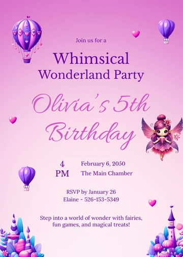 Free Whimsical Party Invitation for Kids Template to Edit Online