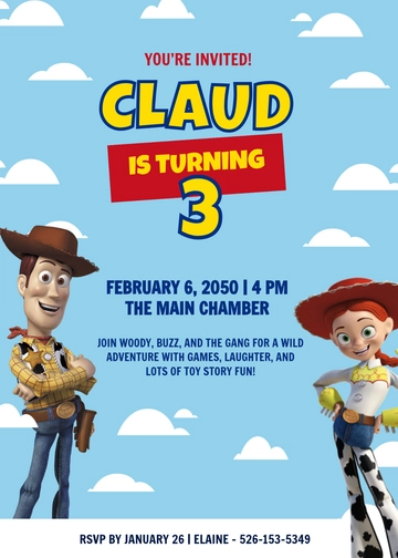 Free Toy Story Kids Party Invitation Template to Edit Online